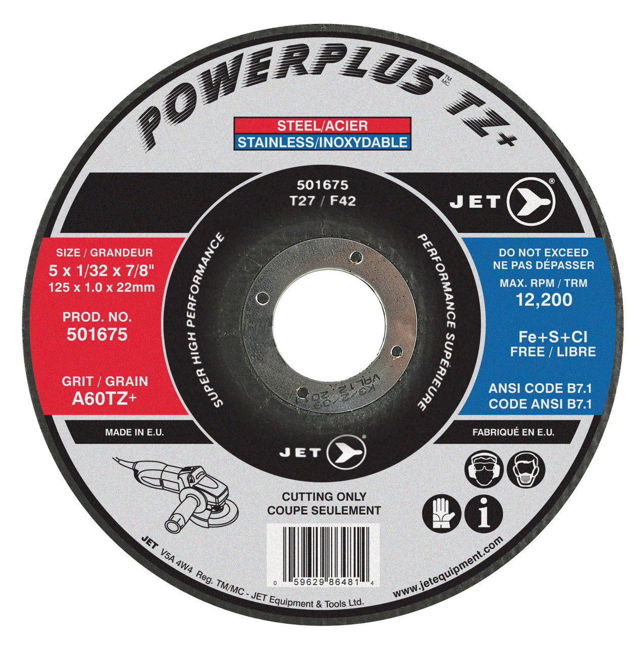 7 x 1/16 x 7/8" A46TZ+ POWERPLUS TZ+ T27 Cut-Off Wheel 501686