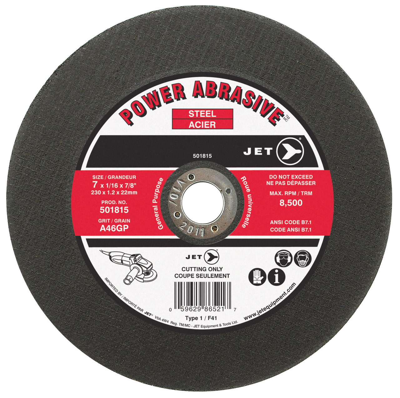 7 x 1/16 x 7/8" A46GP POWER ABRASIVE T1 Cut-Off Wheel 501815