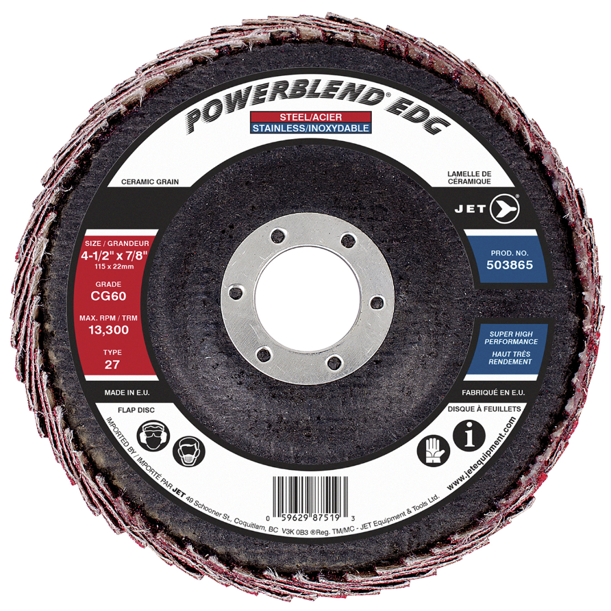 4-1/2 x 7/8" POWERBLEND EDG T27 Curved Edge Flap Disc 503865