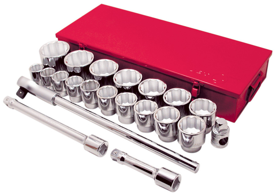 21 Pc. 1" Drive SAE Socket Wrench Set - 12 Point  600503