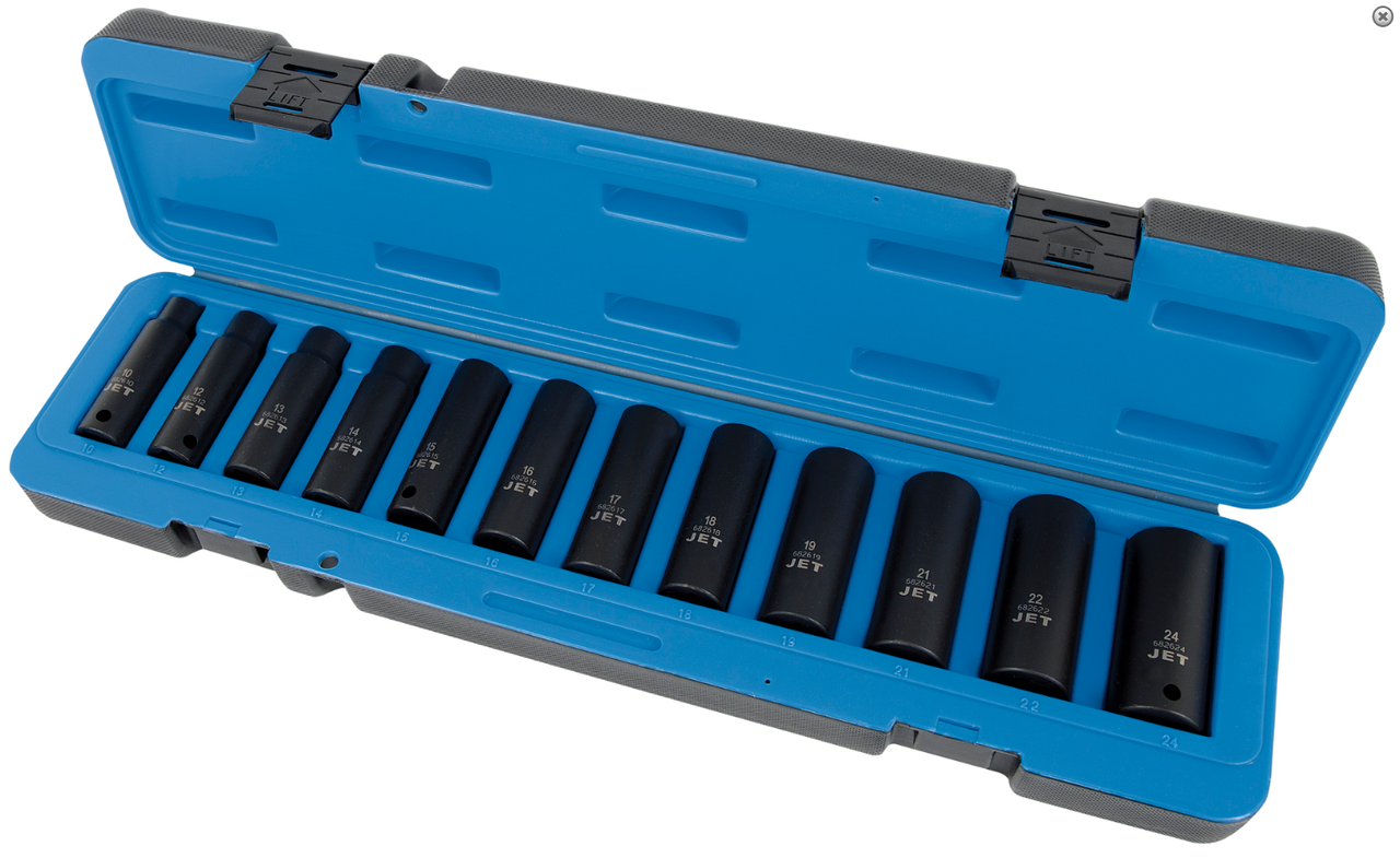 12 Pc. 1/2" Drive Deep Metric Impact Socket Set - 6 Point  610310