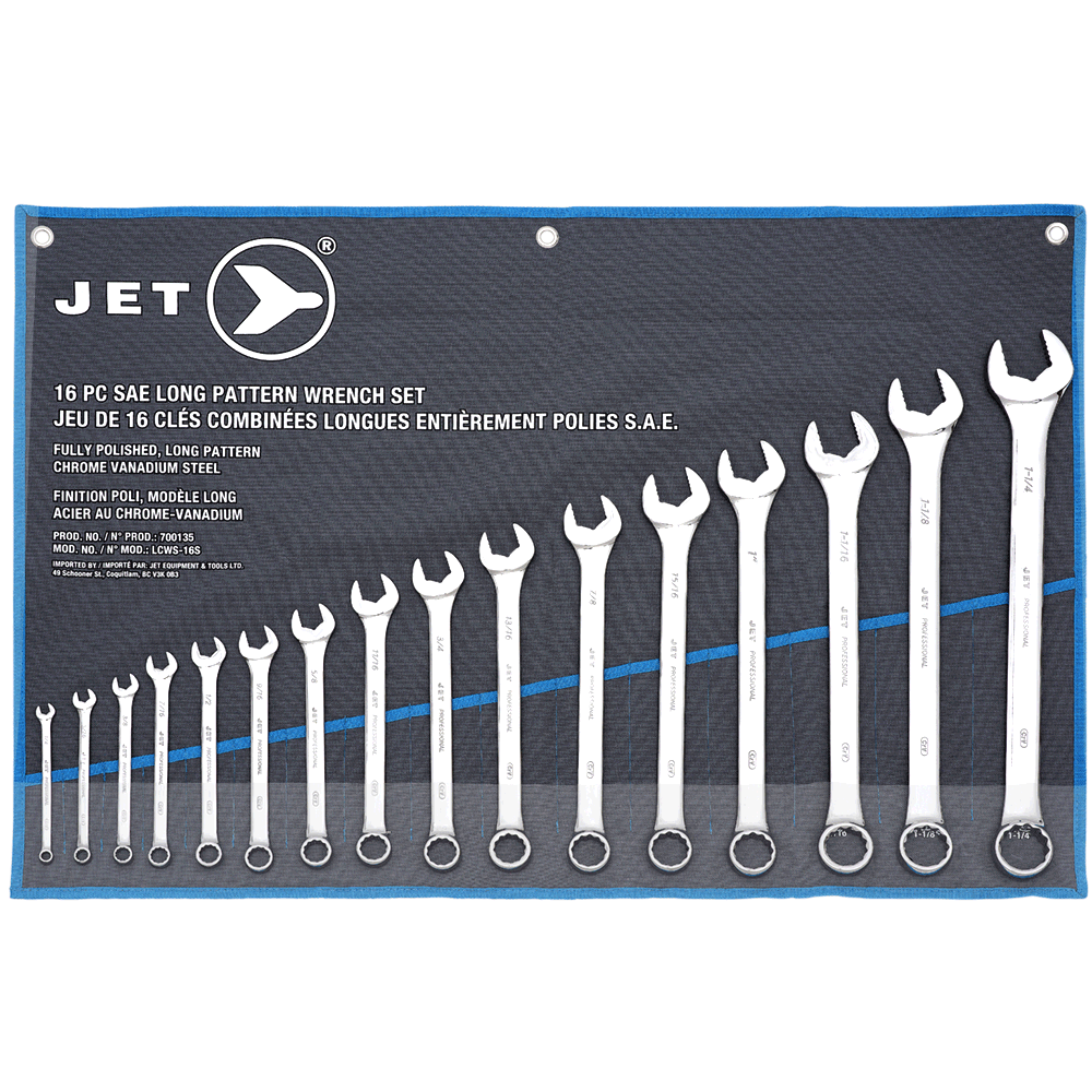 16 Pc. Long SAE Fully Polished Combination Wrench Set 700135