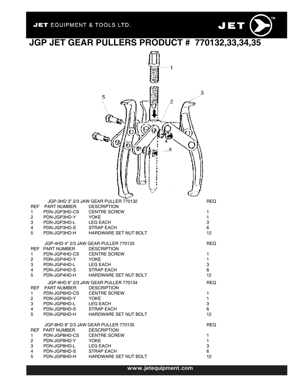 6" 2/3 Jaw Professional Gear Puller 770134