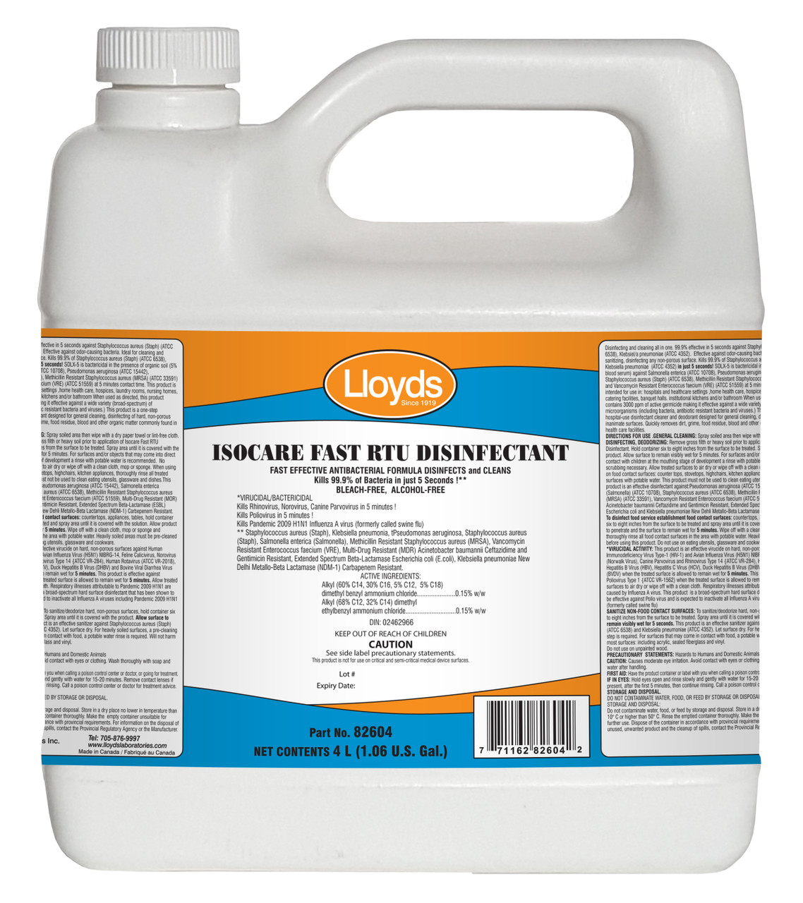 Isocare Fast RTU Disinfectant 4L Jug  82604