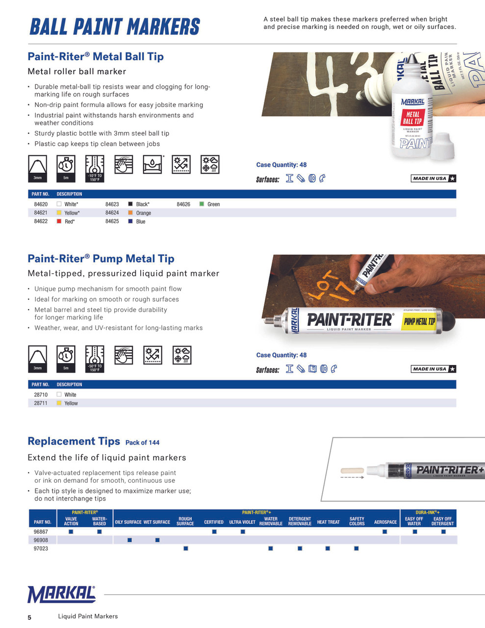 12 Pc. Paint-Riter® Pump Metal Tip Marker - White   28710
