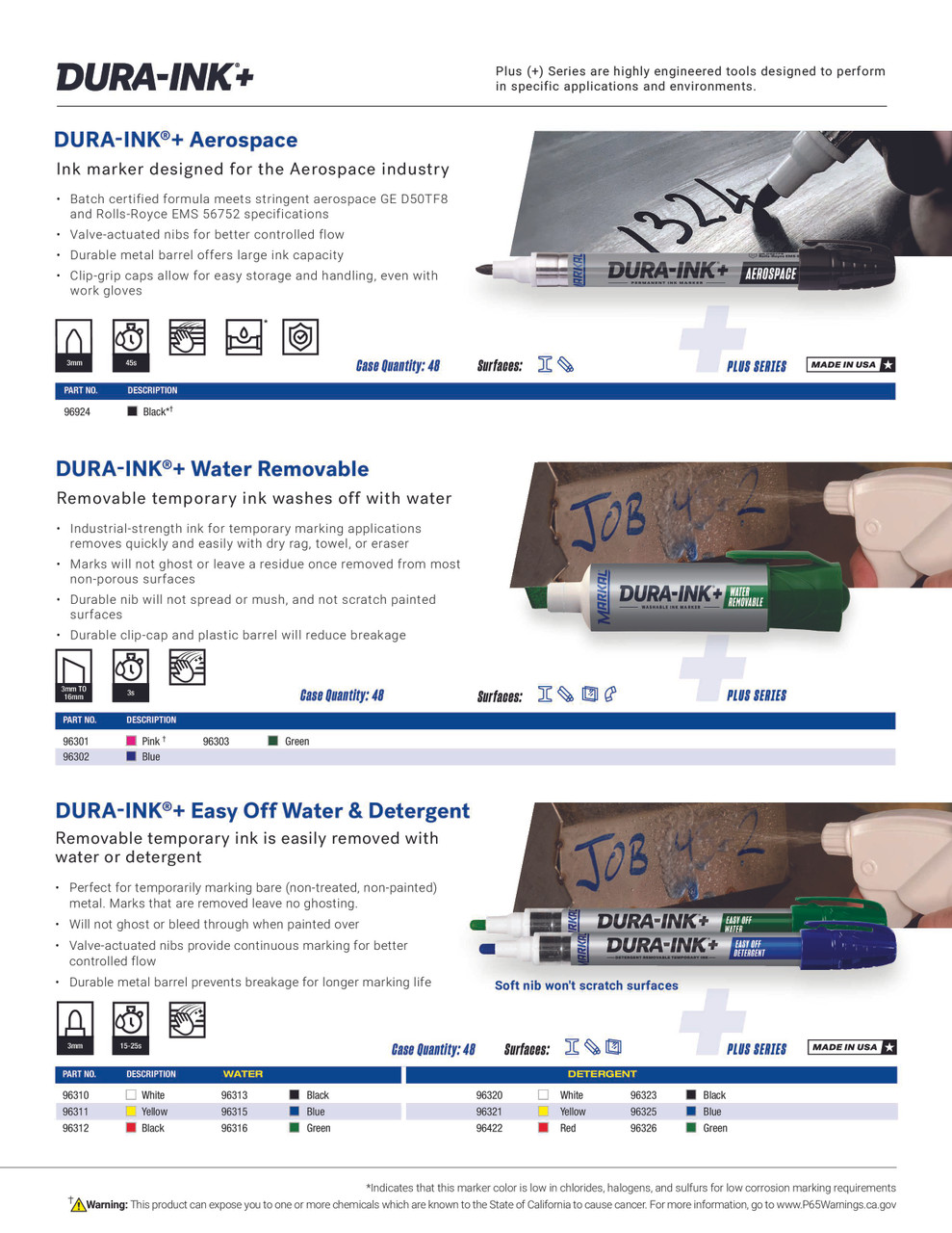 48 Pc. DURA-INK®+ Easy Off Water Removable Ink Marker - Black   96313