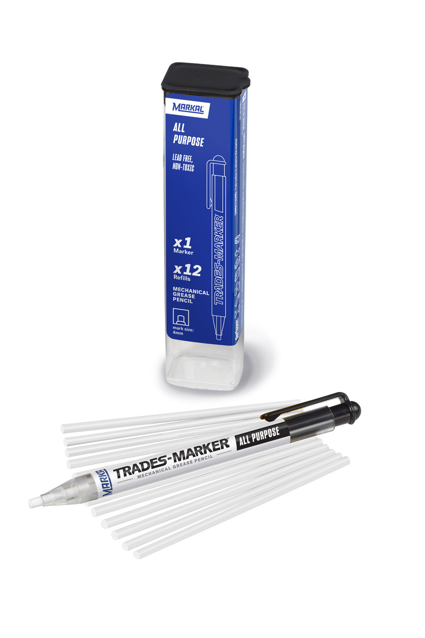 Trades-Marker® All Purpose Mechanical Grease Pencil Starter Pack - White   96130