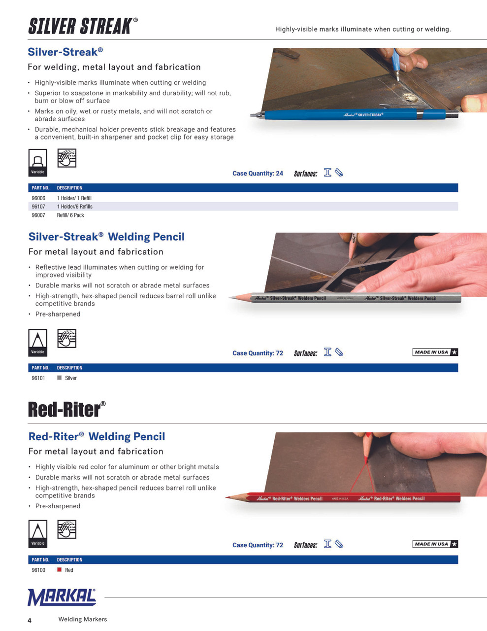 12 Pc. Silver-Streak® Welders Pencil - Silver   96101