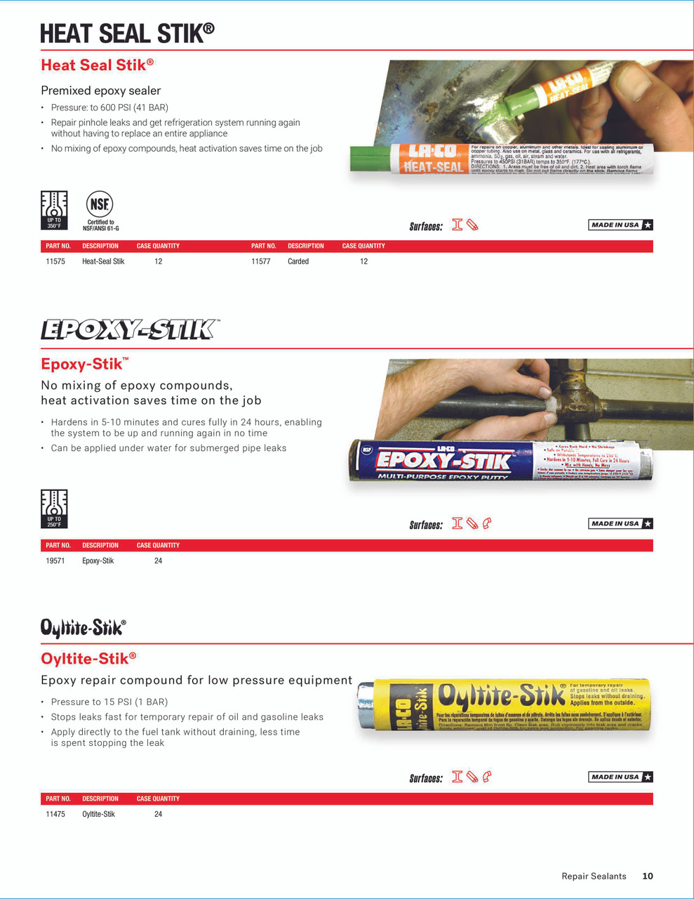 12 Pc. Oyltite-Stik® Repair Compound   11475