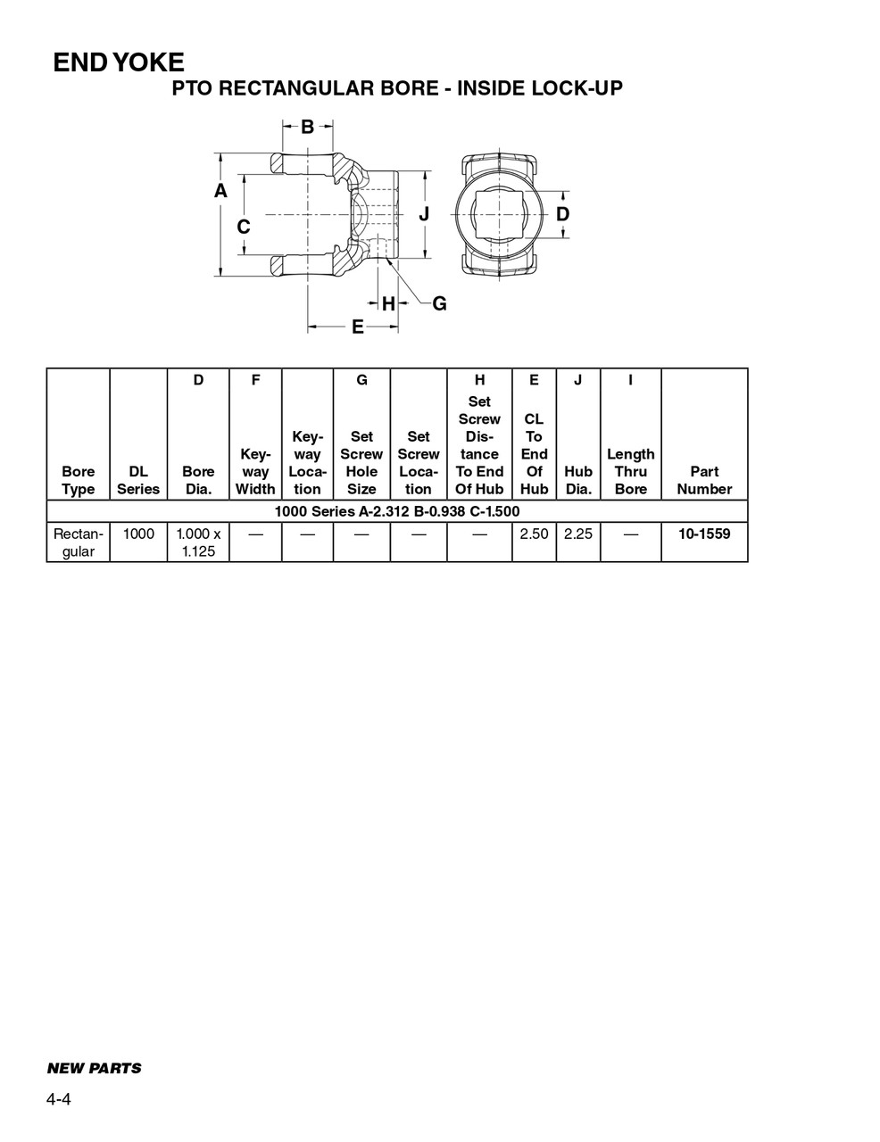 1 x 1-1/8" Rectangular - Spicer® 1000 Series End Yoke  10-1559