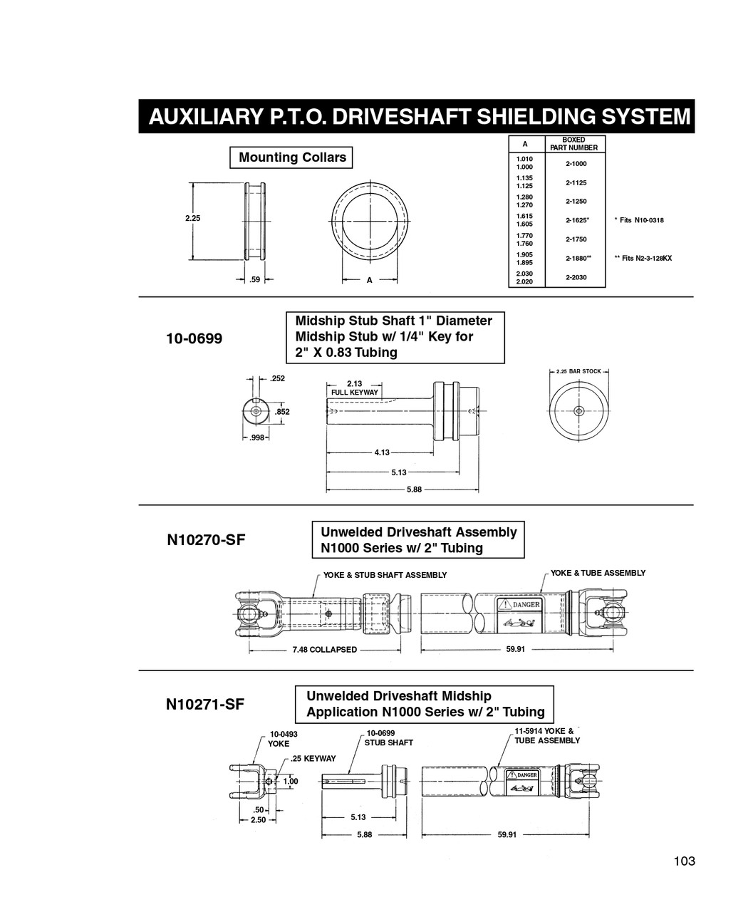 2.00" x .083 Round - Spicer® 1000 Type 2 Unwelded Drive Shaft Assembly  N10271-SF