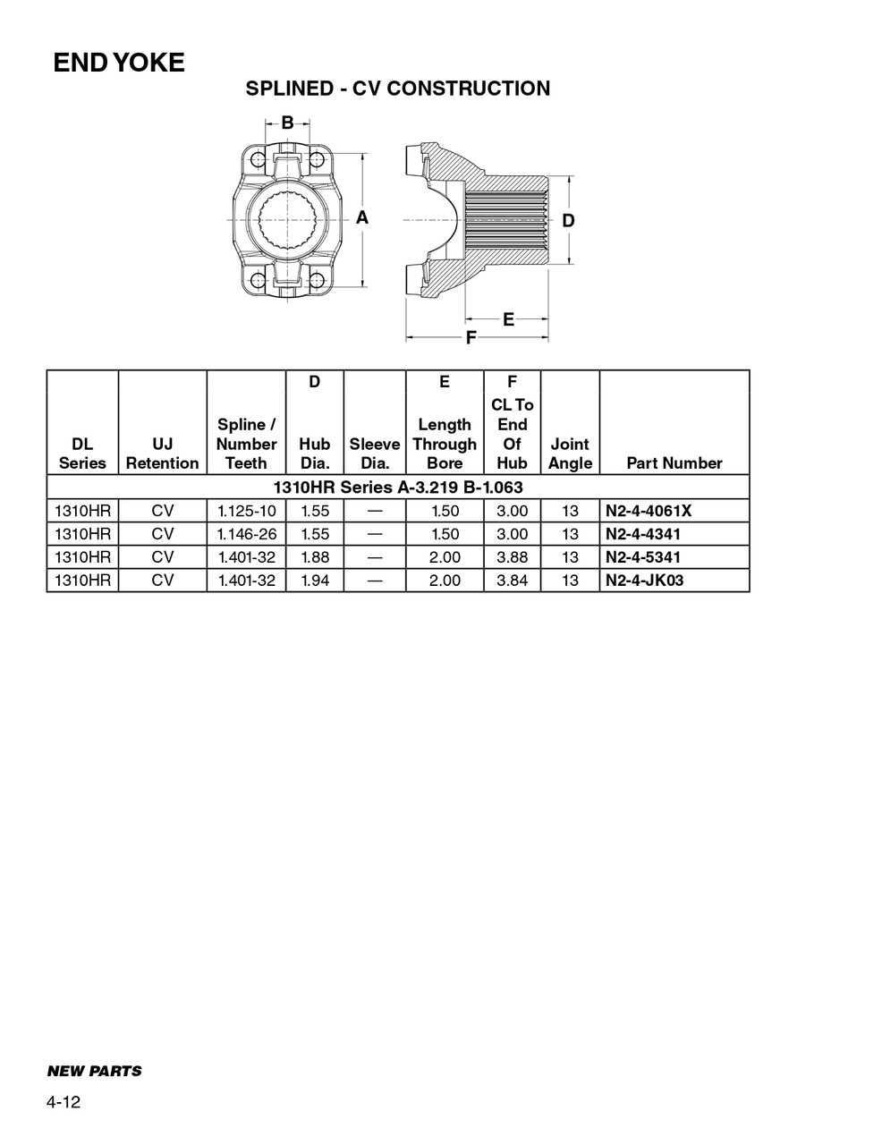 1.146" 26 Spline - Spicer® 1310HR Series CV End Yoke  N2-4-4341