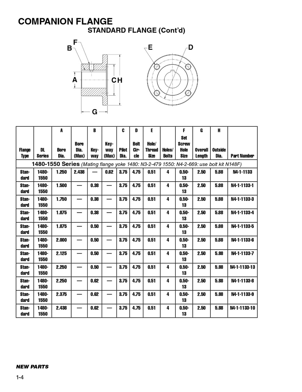 2.375" Round - Spicer® 1480/1550 Series Standard Companion Flange  N4-1-1133-9