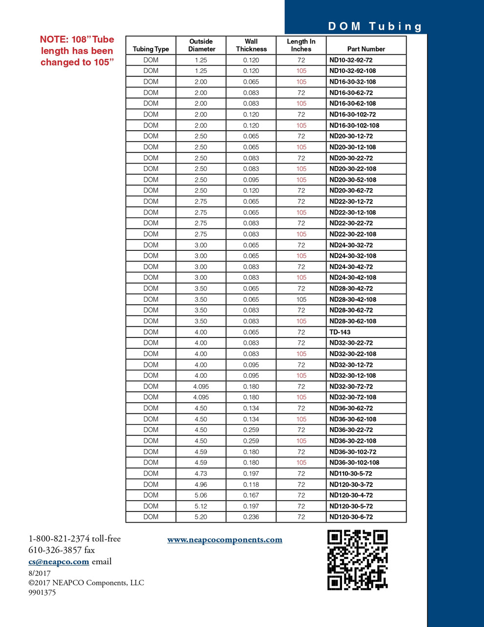 2.00" x .120" x 108" Round - Steel DOM Drive Shaft Tube  ND16-30-102-108