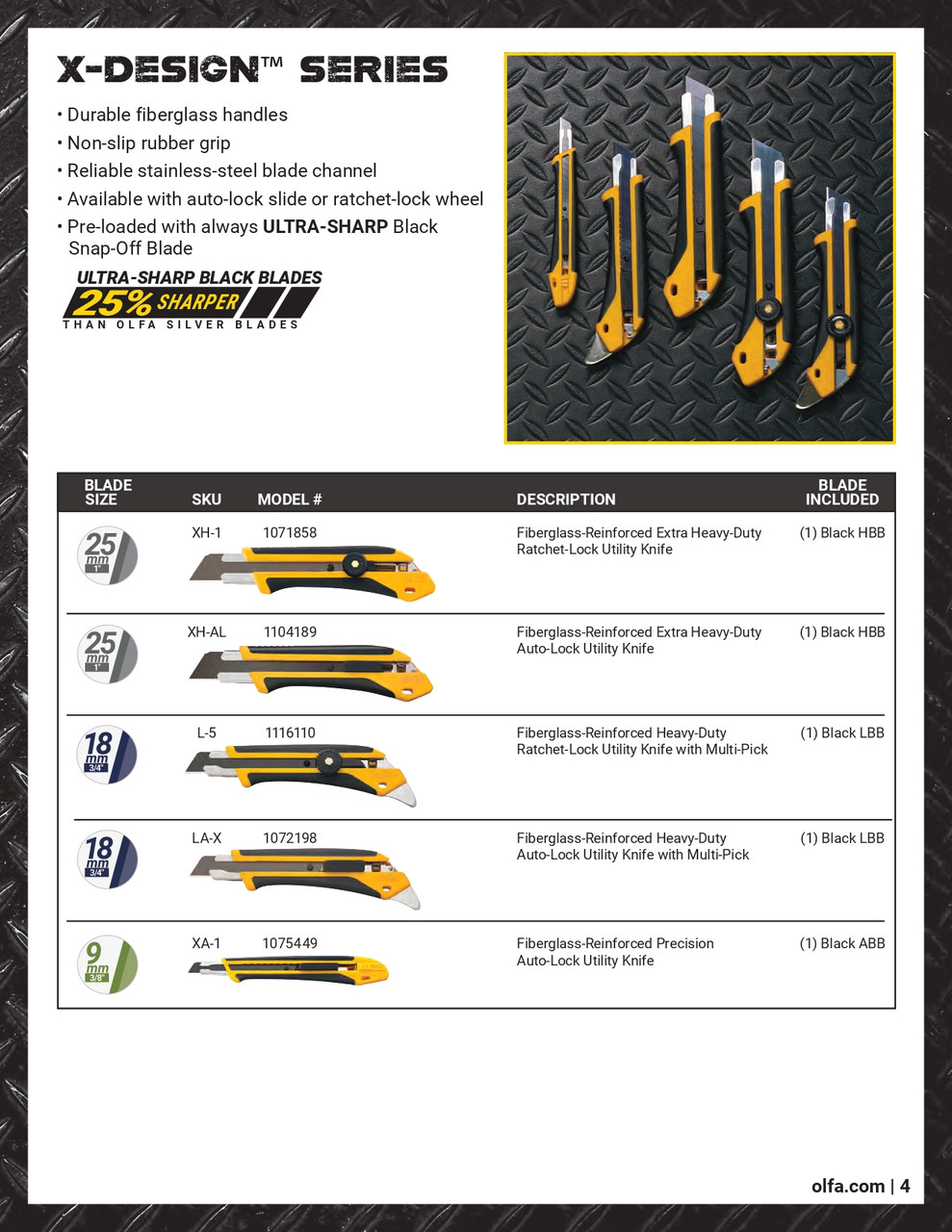 LA-X X-Design® 18mm Auto Lock Utility Knife w/ Multi-Pick & LBB Snap Blade   1072198