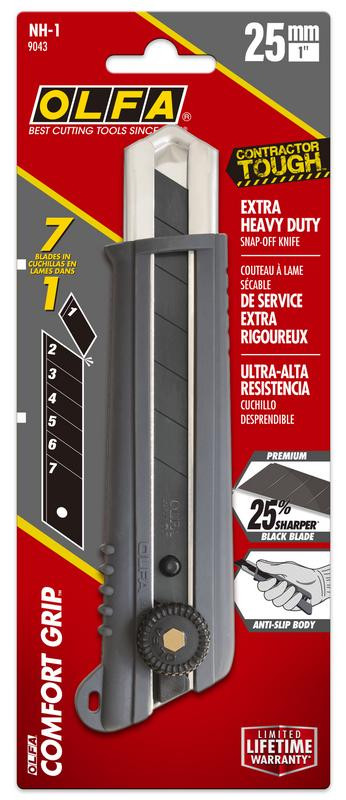 NH-1 25mm Rubber Grip Ratchet Lock Utility Knife w/ HBB Snap Blade   9043