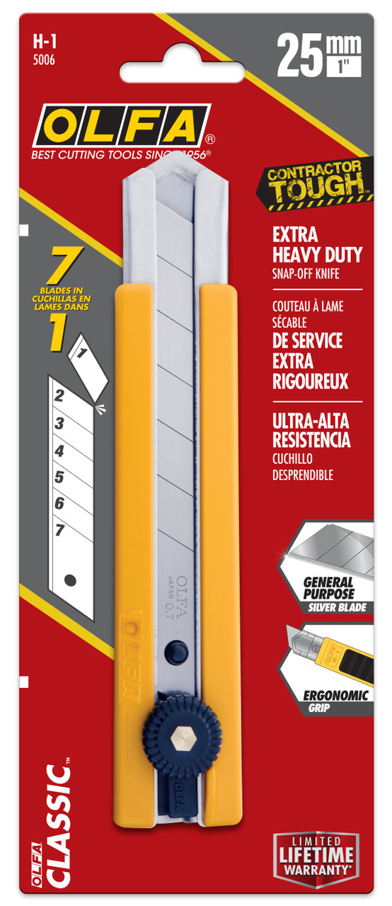 H-1 25mm Ratchet Lock Utility Knife w/ HB Snap Blade   5006