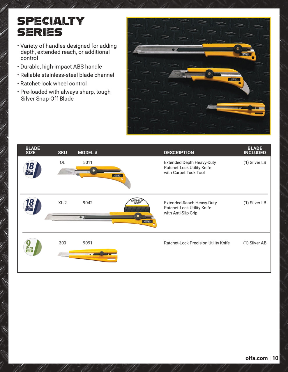 9mm Ratchet Lock Utility Knife w/ AB Snap Blade   9091