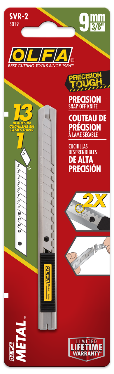 SVR-2 9mm Stainless Auto Lock Utility Knife w/ Micro Adjustment & AB-S Snap Blade   5019
