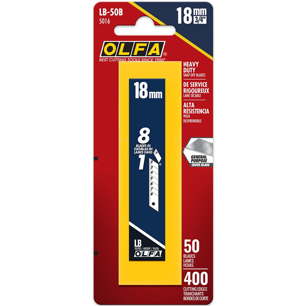 50 Pc. LB-50B 18mm Silver Heavy Duty Snap Blade   5016