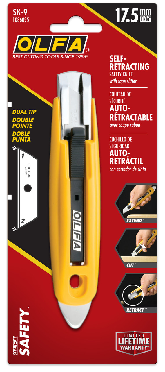SK-9 Self Retracting Safety Knife w/ Tape Splitter & SKB Blade   1086095