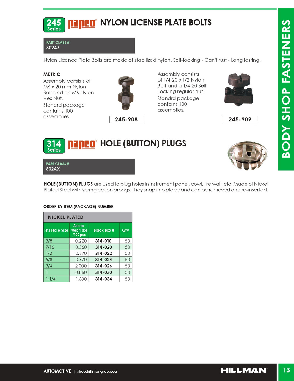 1/2" Nickel Plated Hole Button Plug 50 Pc.   314-022