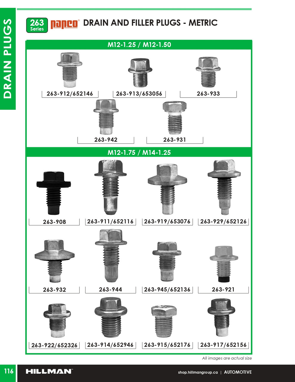 M12-1.75 Type 2 Oversized Self-Tapping Drain Plug 5 Pc.   263-945