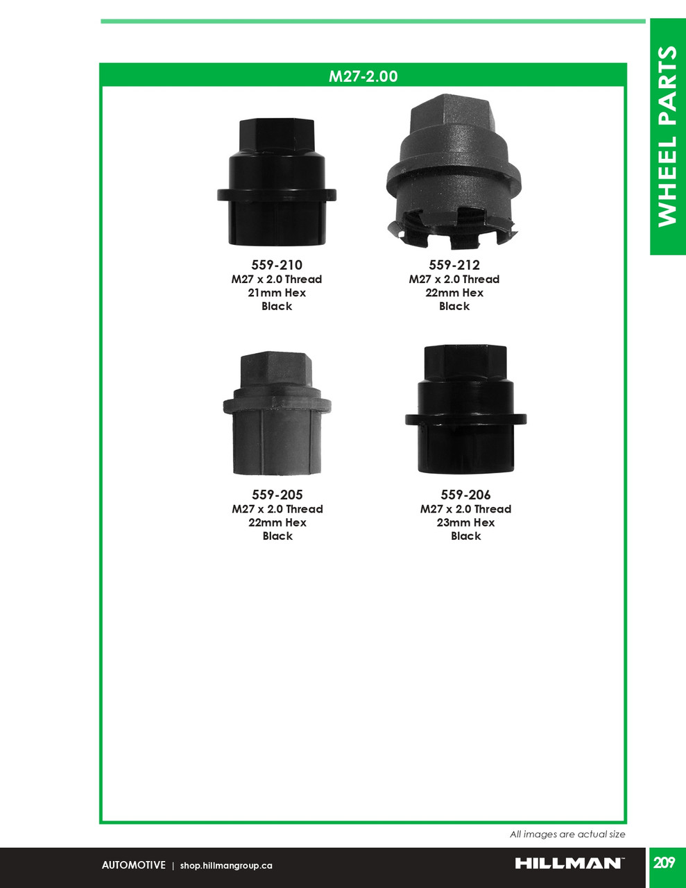 M27-2.0 Black Wheel Nut Cover 5 Pc.   559-212