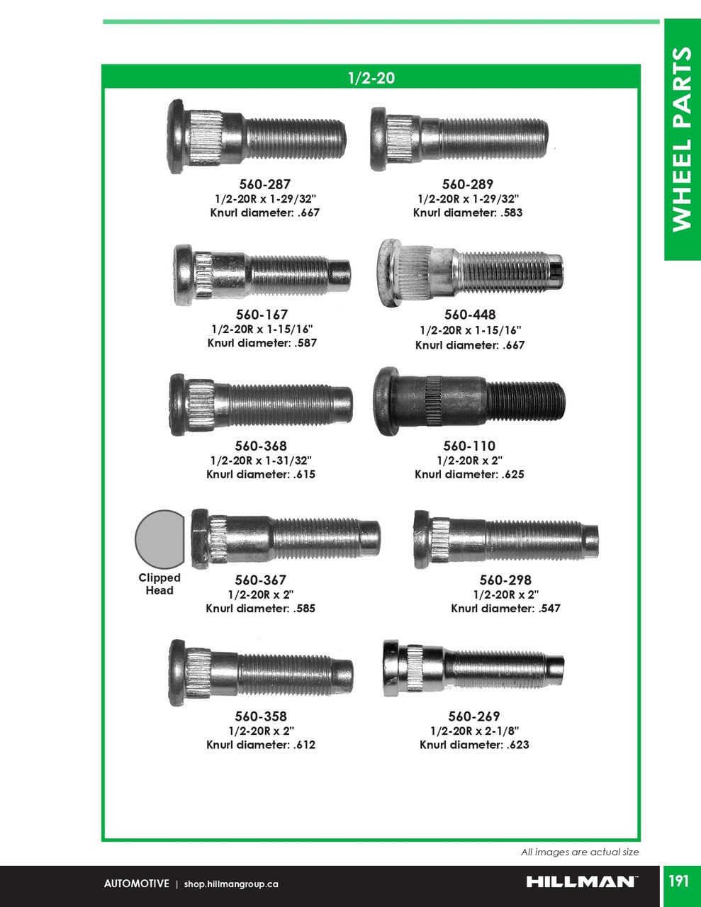1/2"-20 x 2" Bare Type 2 Wheel Bolt 10 Pc.   560-358
