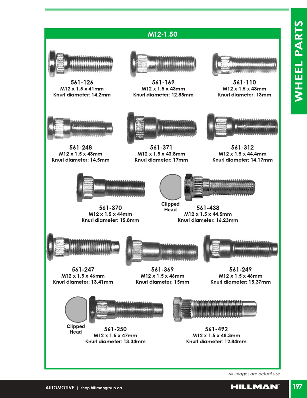 M12-1.5 x 48.3mm Bare Type 2 Wheel Bolt 10 Pc.   561-492