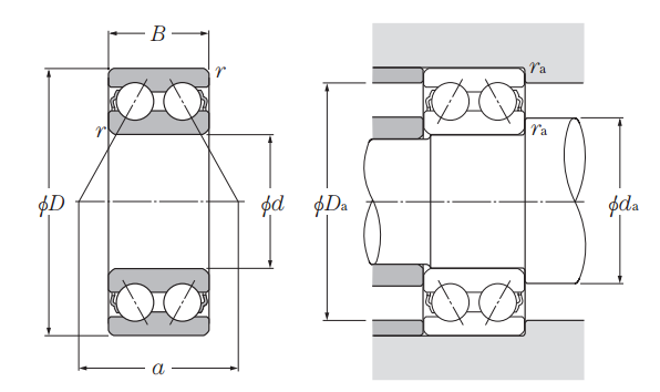 ISO Double Row 40° Angular Contact Ball Bearing - Open  3308B