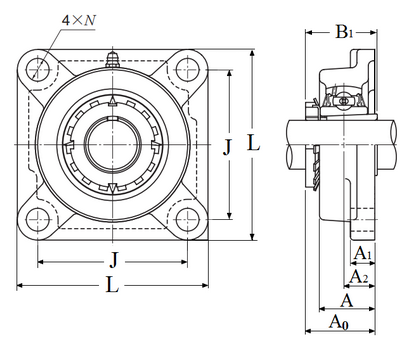 Cast Iron Four Bolt Flange Block w/Taper Bore Insert Bearing - Heavy Duty  UKF317D1