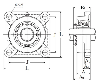 Cast Iron Four Bolt Flange Block w/Taper Bore Insert Bearing - Heavy Duty  UKF320D1