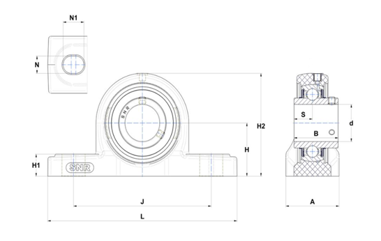 1-1/4" Thermoplastic Two Bolt Pillow Block w/Zinc Plated Insert Bearing  ZUCPPL207-20