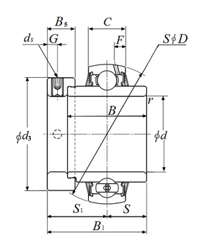 1-3/16" Spherical Insert Wide Eccentric Locking Collar Ball Bearing - Standard Duty  UEL206-103D1