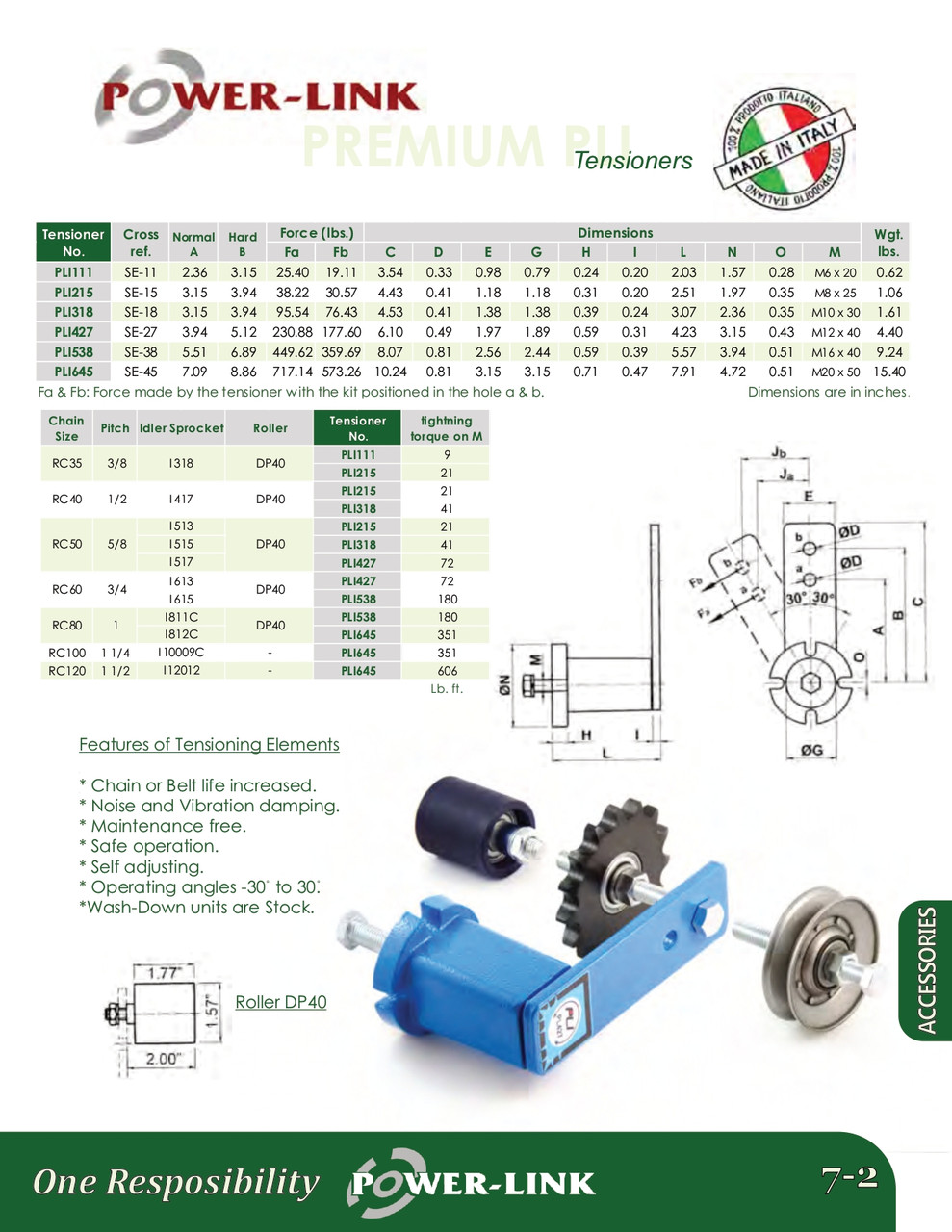 Nylon Chain/Belt Tensioner Roller  DP40