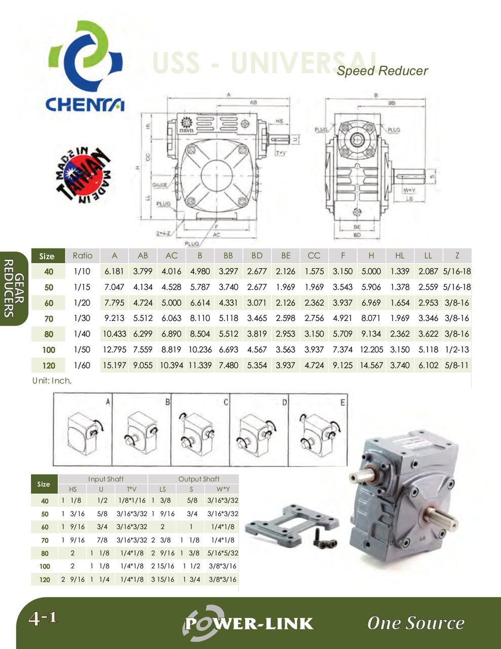 Size 50 @ 10:1 Chenta USS Universal Speed Reducer  USS/CTU 5010