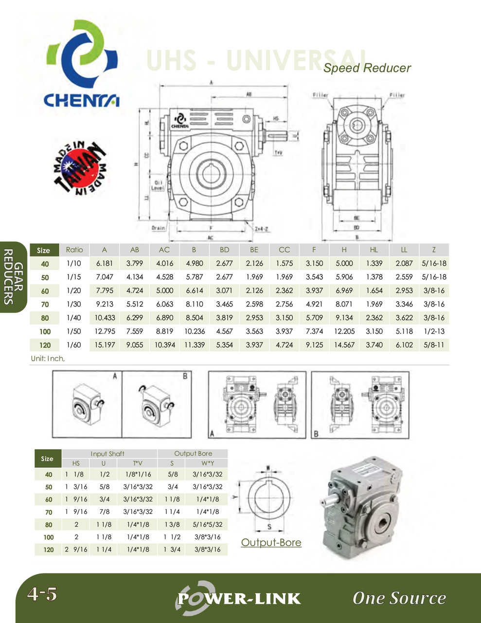 Size 70 @ 30:1 Chenta UHS Hollow Shaft Speed Reducer  UHS/TUH 7030
