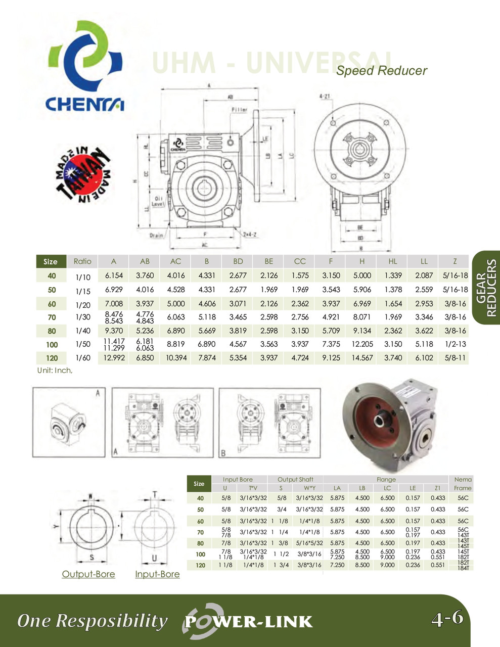 Size 80 @ 60:1 Chenta UHM C-Flange Universal Speed Reducer  UHM 8060