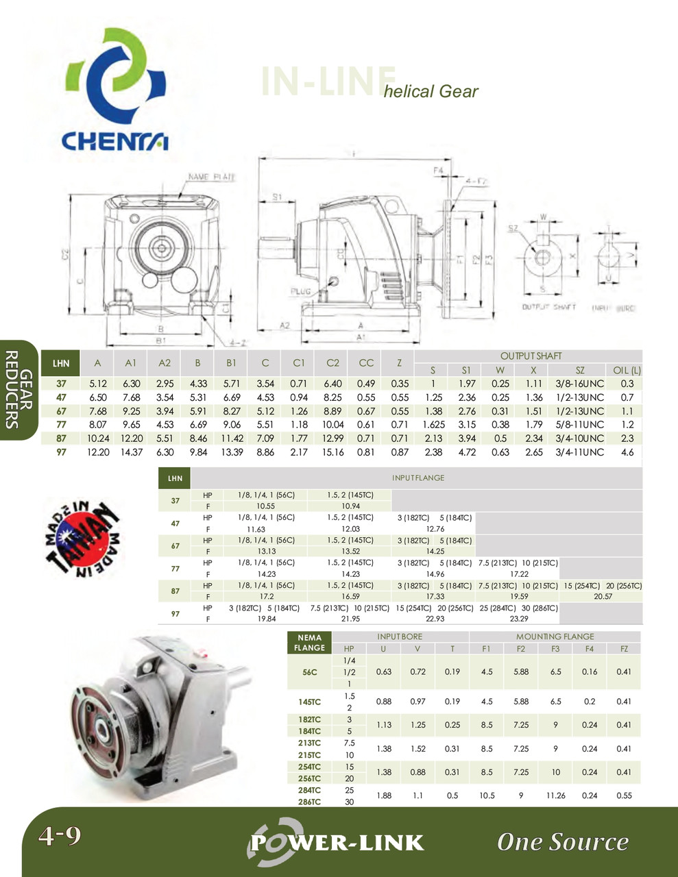 Chenta In-Line Helical Gear C-Flange Speed Reducer  LHN 87-256TC