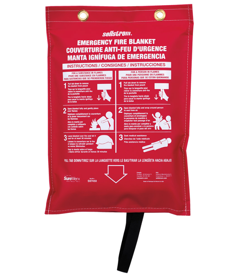 Wall Mounted 5 x 6' Emergency 18 oz. Fiberglass Fire Blanket w/Pouch  S97450