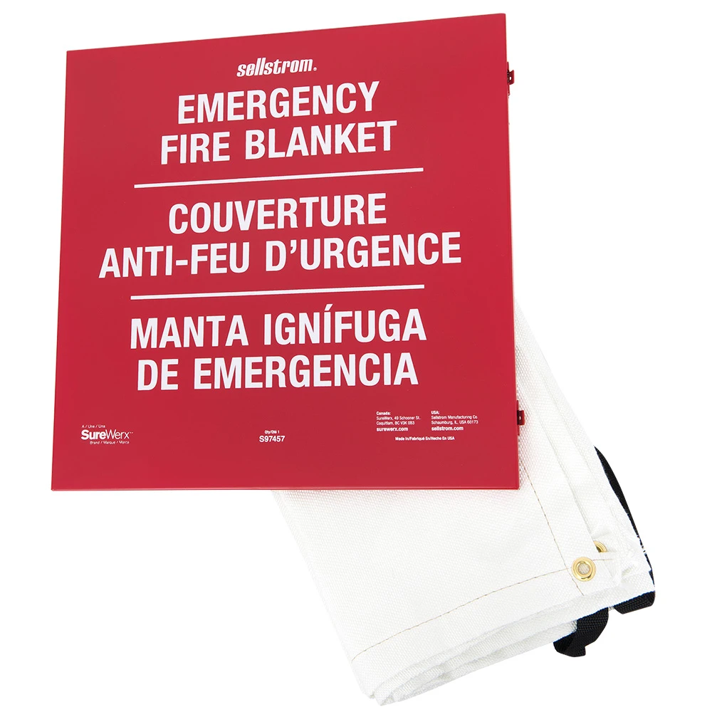 Wall Mounted 5 x 6' Emergency 18 oz. Fiberglass Fire Blanket w/Metal Housing  S97457