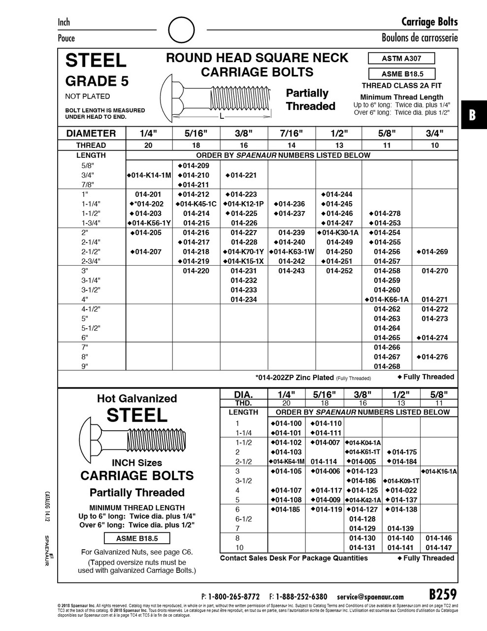 Carriage Bolt Round Hd Square Neck 1/2"-13 Unc X 8" Lg Partial Thread Astm A307 Grade A Steel Hot Dip Galvanized Finish Ansi B18.5-1978   014-140