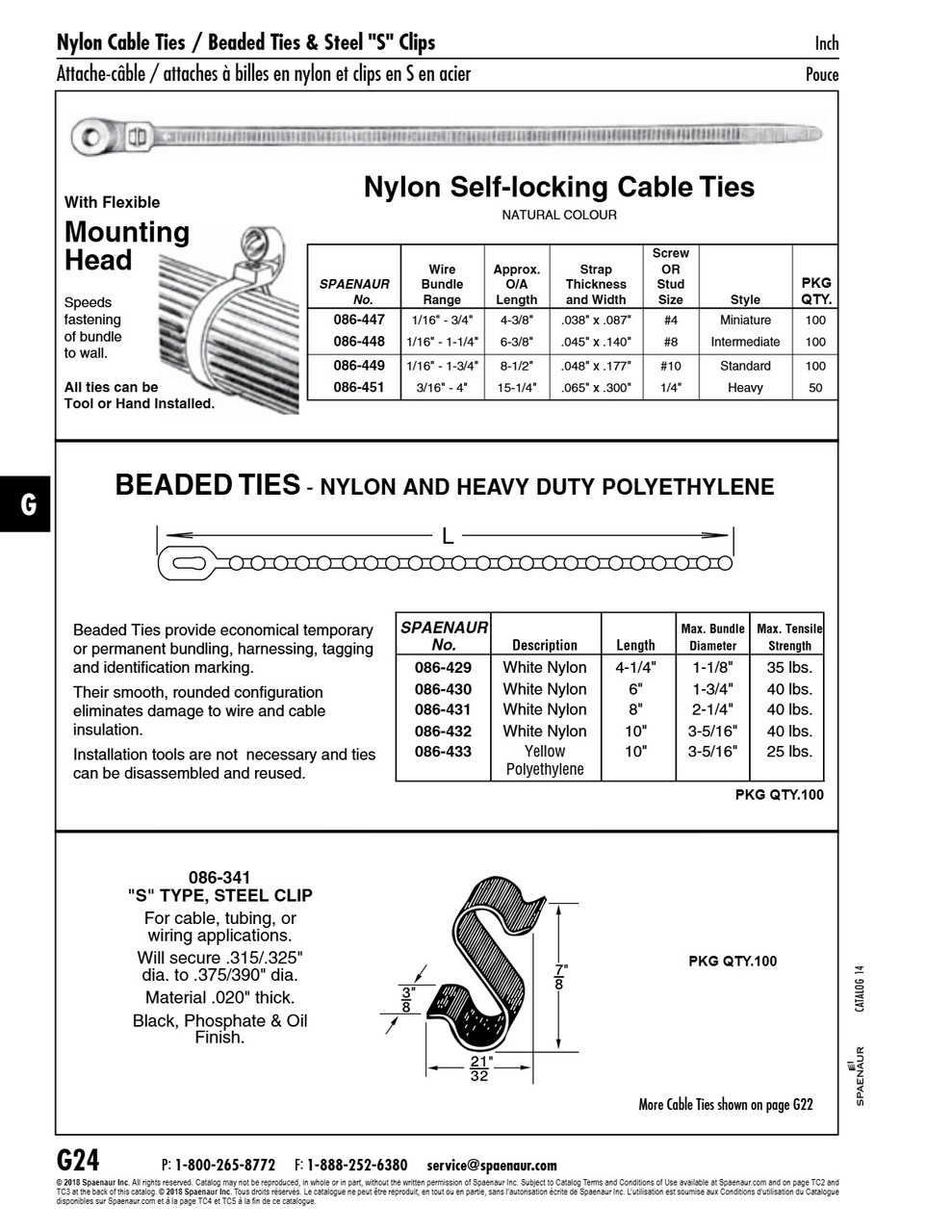 Beaded Cable Tie 6" Long 6/6 Nylon Natural   086-430