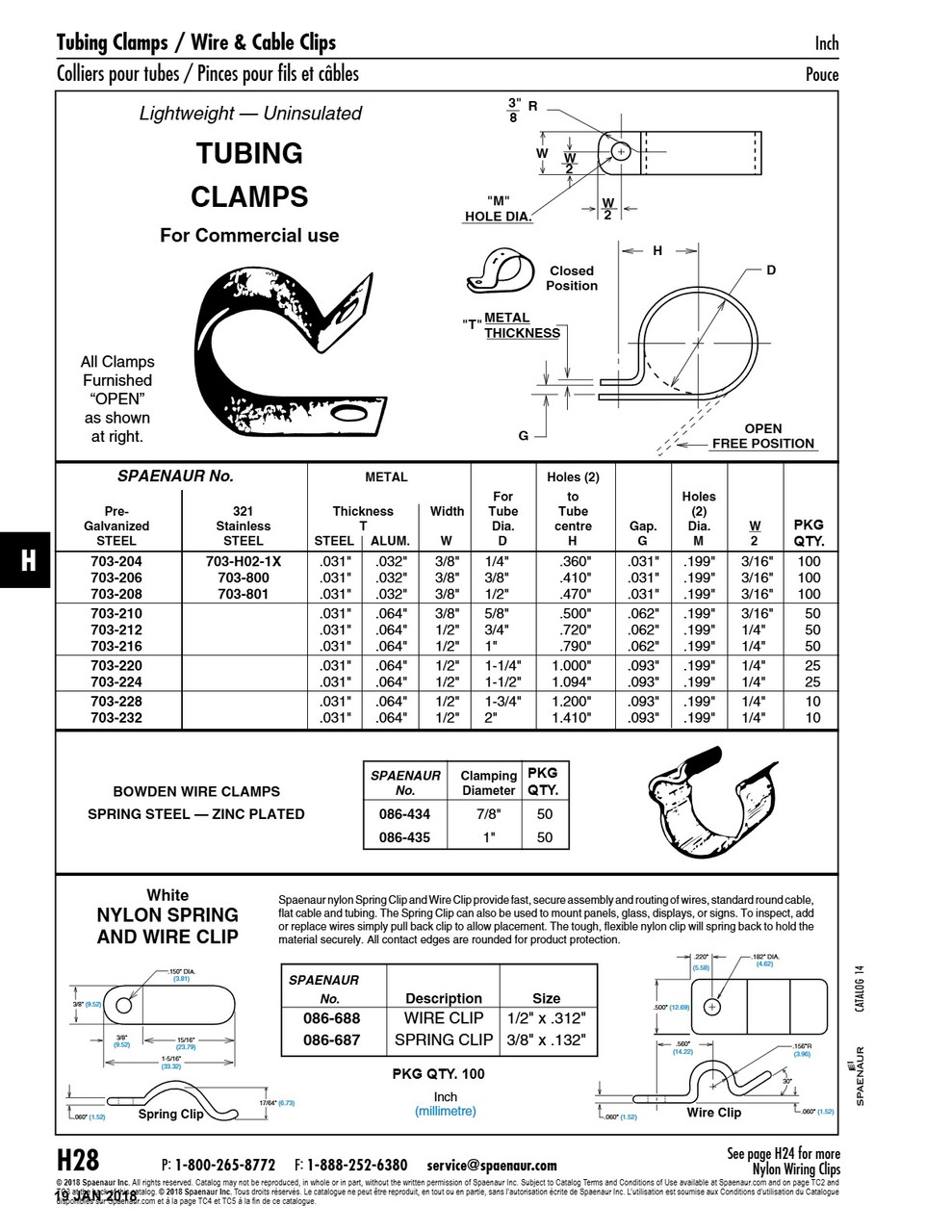 Bowden Wire Clamp 7/8" Clamping Diameter Spring Steel Zinc Plated   086-434