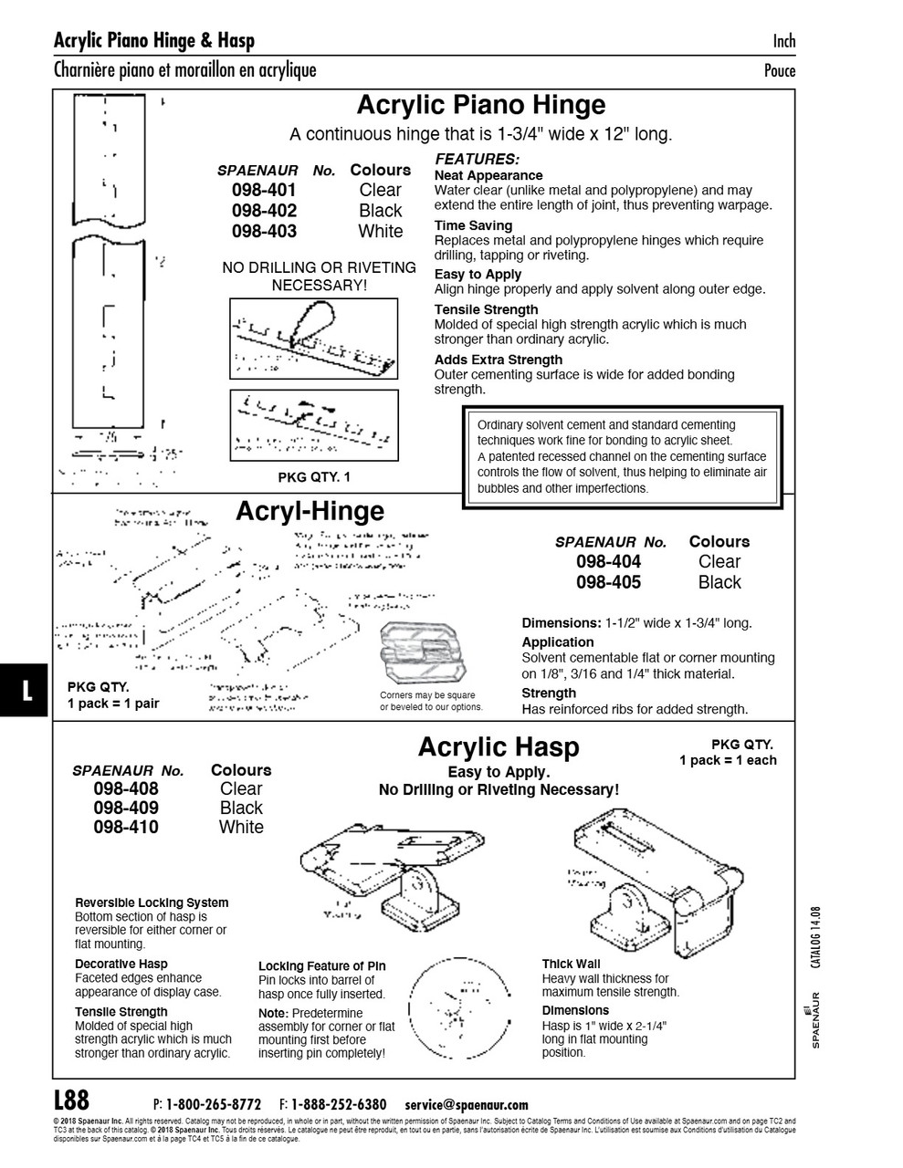 Hasp Reversible Locking 1"W X 2 1/4" Long X 3/4" High Abs White   098-410
