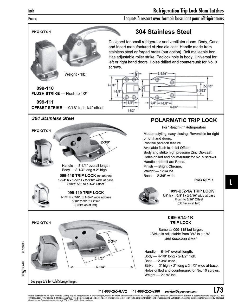 Trip Lock With Offset Strike 5/16" To 9/16" Offset Stainless Steel   099-119