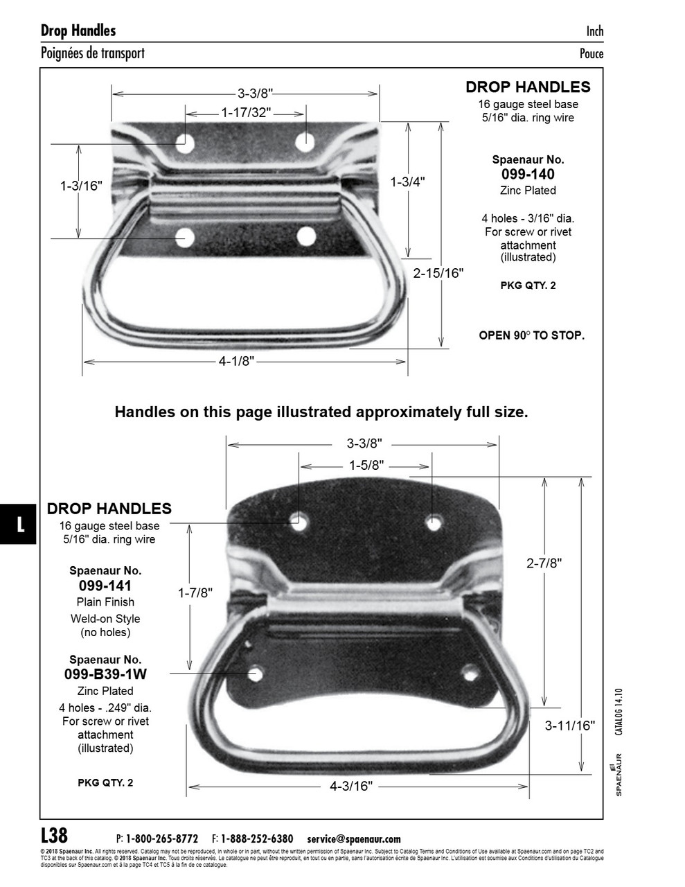 Drop Handle 5/16" Dia Ring Wire 4 Holes 13/64" Dia. (For 3/16" Dia Rivet Or Screw) Steel Zinc Plated   099-140