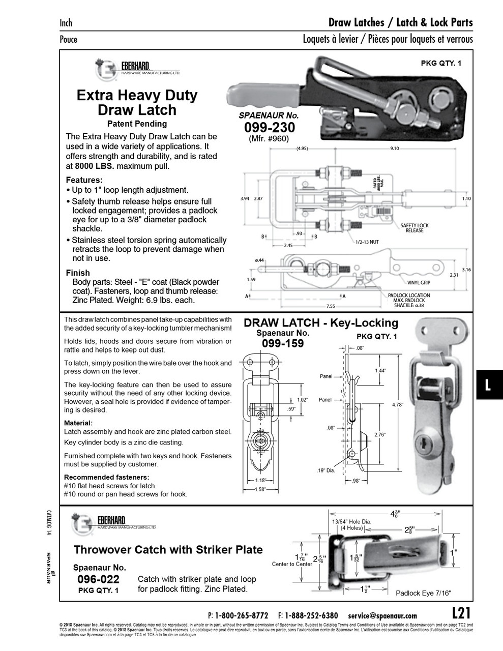 Draw Latch Key Locking Steel/Zinc Die Cast Electrozinc   099-159