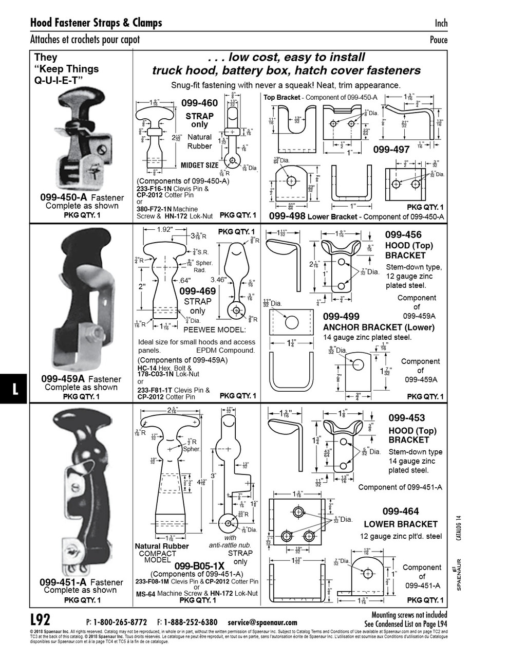 Upper Hood Bracket Component Of 099-459 2 1/16" O/A Lgth Steel Zinc Plated   099-456